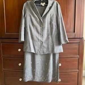 Talbots Maxi Skirt Grey Suit Set